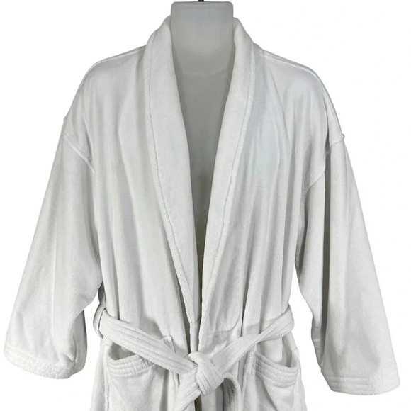 Monarch Cypress Unisex OSFM Luxurious White Heavy 100% Turkish Cotton Spa Robe - Picture 8 of 13